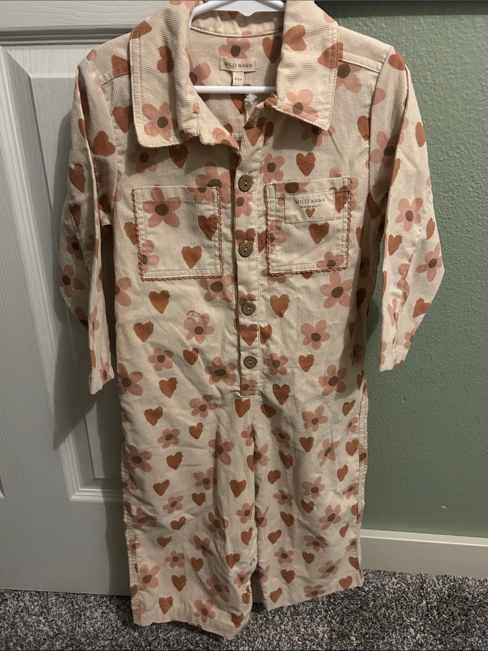 Wild Wawa Cream Floral & Heart Kids Romper